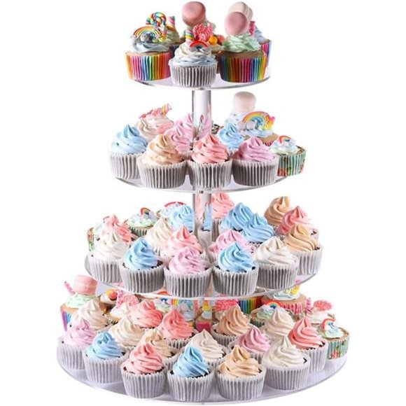 Cupcake Stand,4-Tier Round Acrylic Cupcake Display Stand Dessert Tower Stand - Picture 7 of 7